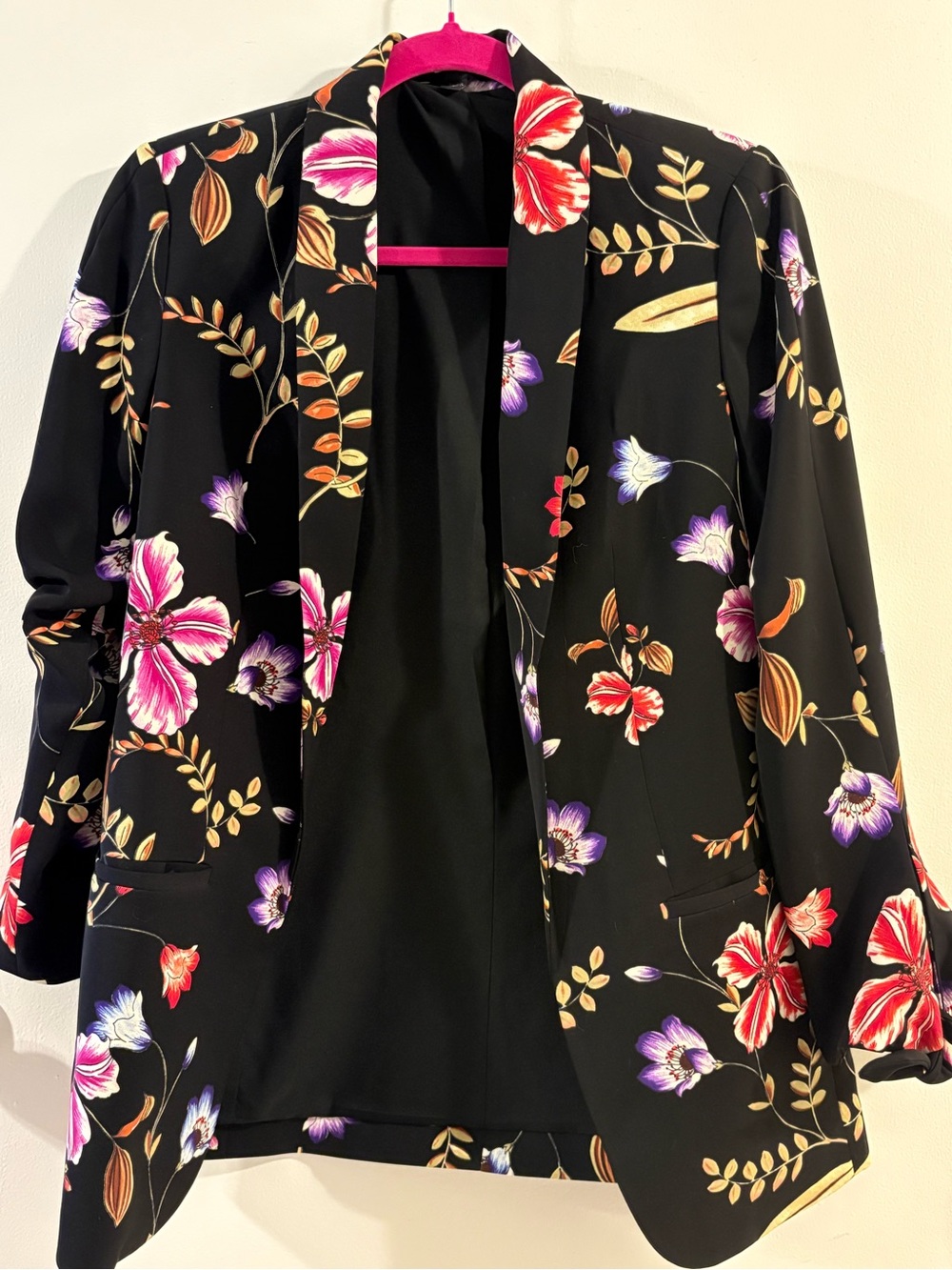 Express Floral Open Front Boyfriend Blazer